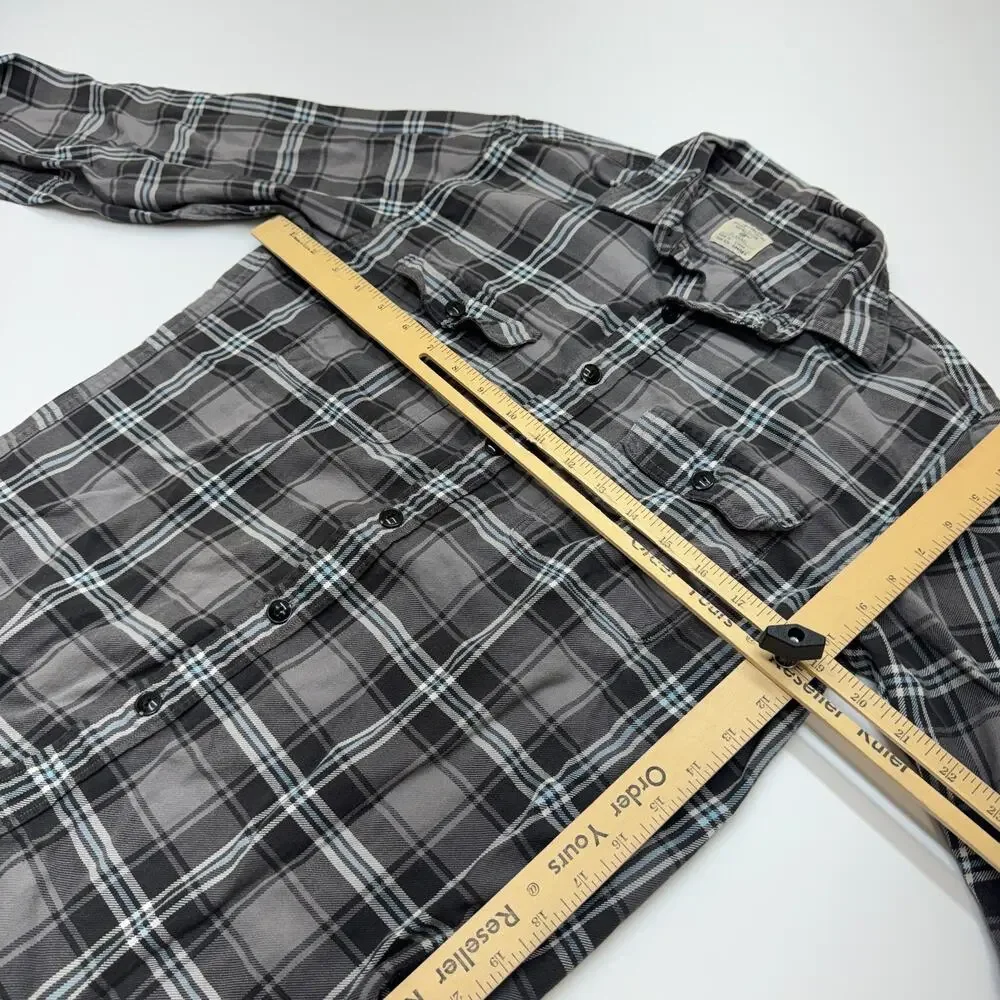 Mens J Crew Shirt Flannel Blue Grey Black Double Pocket Preppy Outdoors Small